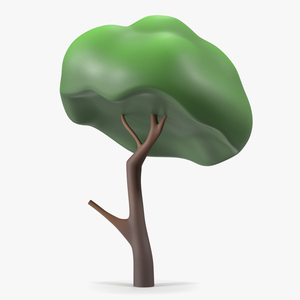 Small Cartoon Tree Crooked Simple Coloring 3D