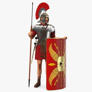 Roman Legionnaire Standing with Scutum and Pilum Fur 3D