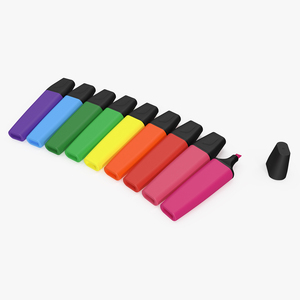 3D model Generic Highlighter Markers Set 9 Colors