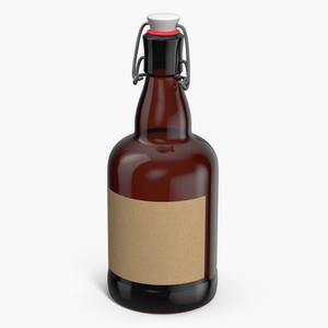 Swing Top Glass Bottle with Blank Label 3D model