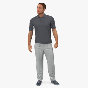 Man in Casual Wear with Fur Rigged 3D model