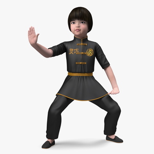 3D Chinese Baby Girl Doing Kung Fu