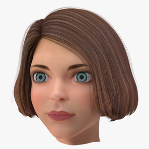 3D Cartoon Young Girl Head model