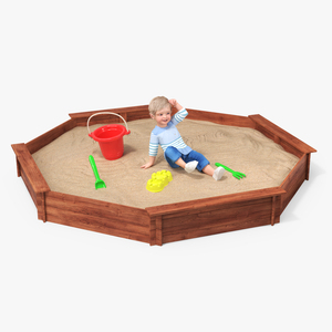 Small Child Playing in a Sandbox 3D