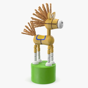 3D Unicorn Puppet Toy Yellow Rigged for Maya