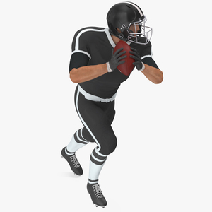 3D model American Football Player Black Uniform Running The Ball