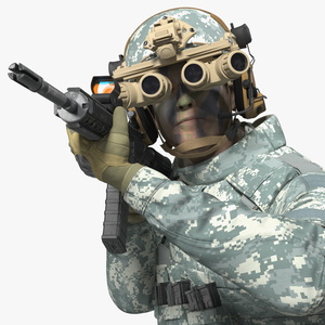 3D model Soldier Grey Camo with Night Visor Fur Rigged