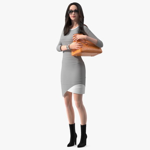 Chinese Woman with Hermes Birkin Bag Ostrich 3D model