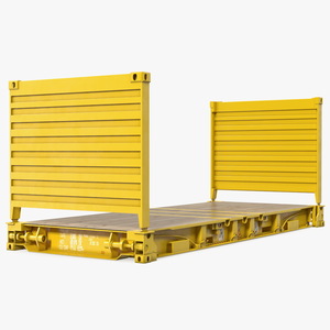 3D Flat Rack Container with Collapsible Ends