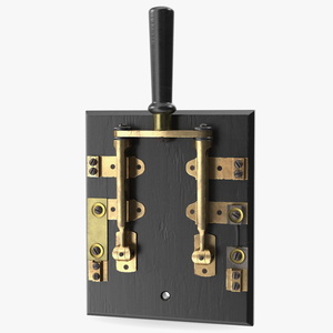 3D Brass and Slate Power Switch model