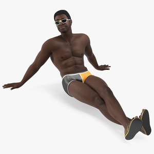 3D model Afro American Man in Swimwear Lying Pose