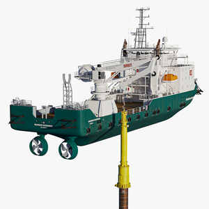 Construction Vessel and Marine Hydraulic Pile Hammer 3D