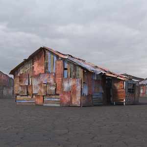 3D model Dual Roof Slum Shack