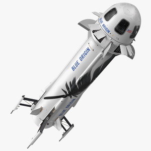 3D Blue Origin New Shepard Rocket Booster with Crew Capsule