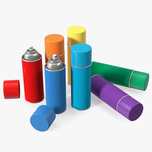 3D Recycling Aerosol Cans Rainbow Colors Set