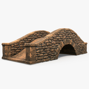 Small Stone Arch Bridge Brown 3D model