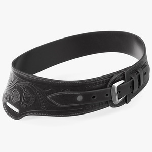 Gun Belt Leather Black 3D