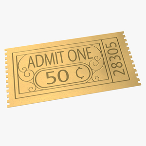 Vintage Admit One 50 Cent Golden Ticket 3D model