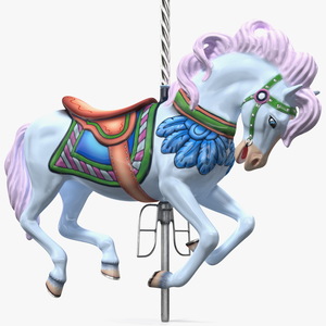 Carousel Galloping Horse Pink 3D model