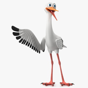 3D model Cartoon Stork Rigged