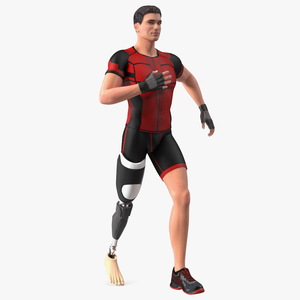 3D Athlete Wearing Prosthetic Leg Running Pose model