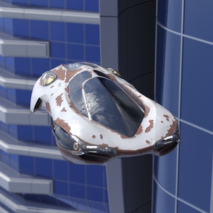 Futuristic Rusted Hover Car Rigged 3D model