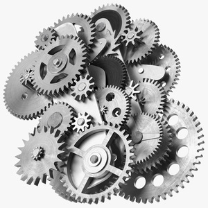 3D Clockwork Gear Mechanism Silver