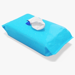 3D Blue Pack with Wet Napkin Sticking Out model