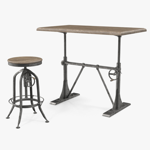 3D Pittsburgh Crank Standing Desk with Stool