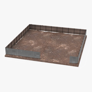 3D model Dirt Ground Corral with Metal Fence