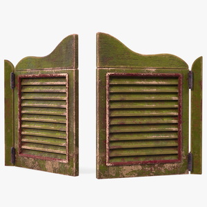 3D Old Wood Saloon Doors Rigged model