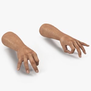 3D model Man Hands with Fur Pose 5