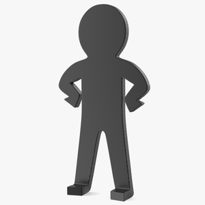 Plastic Stickman Confident Pose Black 3D