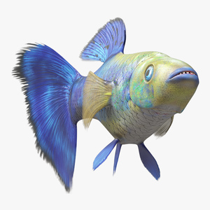 3D model Guppy Fish Blue Diamond Rigged