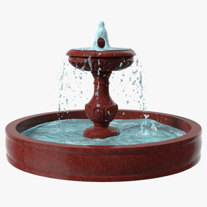 Classic Garden Fountain Red 3D