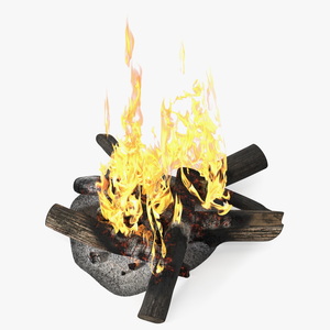 Bonfire of Wooden Logs 3D