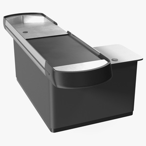 Small Supermarket Checkout Counter Grey 3D model