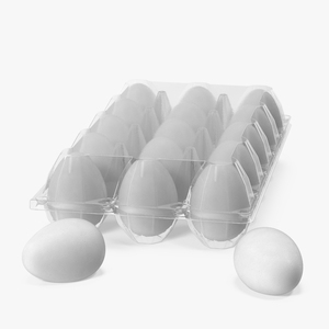 3D model Egg Plastic Packaging with 15 White Eggs