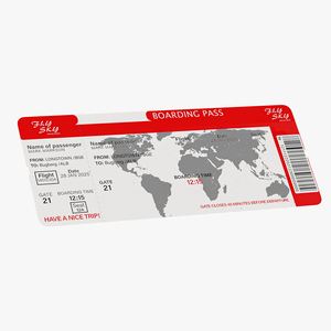 Red Boarding Pass 3D