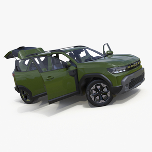 Modern Crossover SUV Green Rigged for Maya 3D