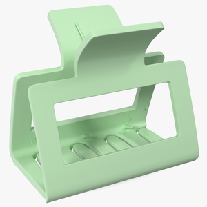 3D Rectangular Hair Clip Claw Small Green model