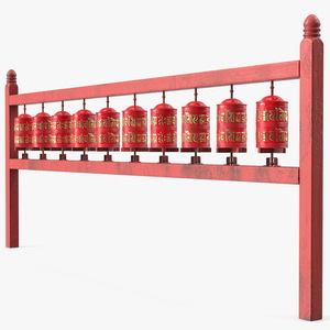 3D Red Prayer Wheel