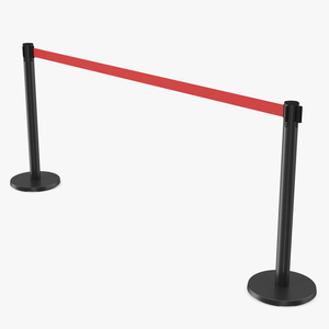 Black Flexibarrier Red Belt Stanchion 3D