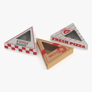 Set of Triangle Pizza Packaging Boxes with Window 3D model