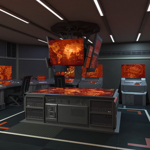 Sci Fi Interior Command Room Red 3D