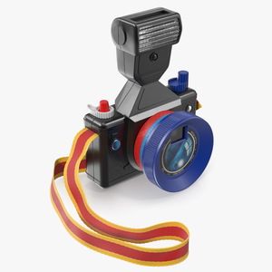 3D Vintage Toy Camera with Flash Fur model