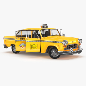 3D model Classic Checker Taxi Cab Rigged for Cinema 4D