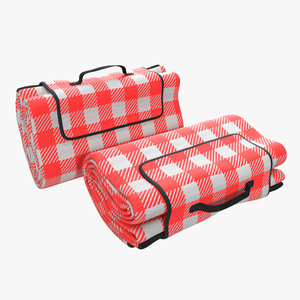 3D model Picnic Blanket Red Folded