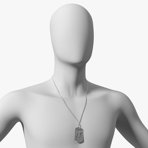 3D model Military Dog Tag with Title Hanging