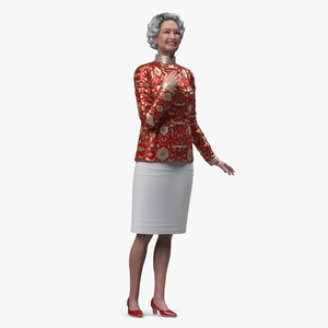 3D model Chinese Elderly Woman Formal Wear Rigged